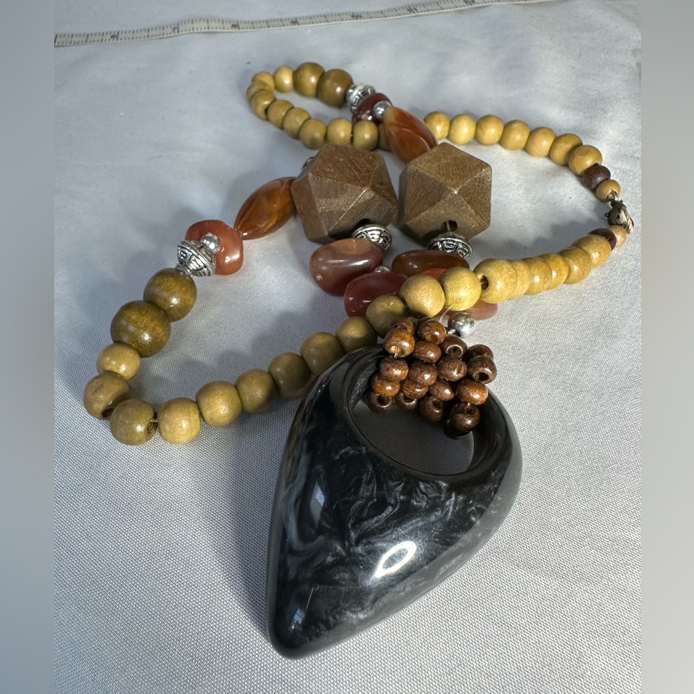 Chunky ethnic vibe statement medallion necklace